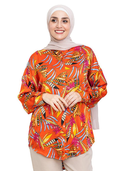 Orange P - Satin Over Size Shirt Style 1 - Khotwh